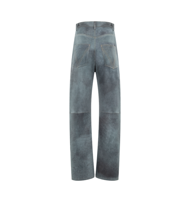 Image 2 of 3 - GREY - BOTTEGA VENETA Cloudy Suede Pants featuring wide leg, button closure and half lined. Lambskin. Made in Italy.  