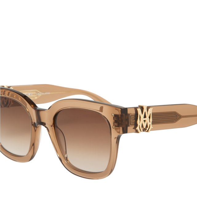 Image 3 of 3 - BROWN - Amiri Classic MA Sunglasses have oversized hardware that wraps around both arms, custom etched internal wire cores, and 7-barrel hinges. 100% acetate. Made in Japan.  