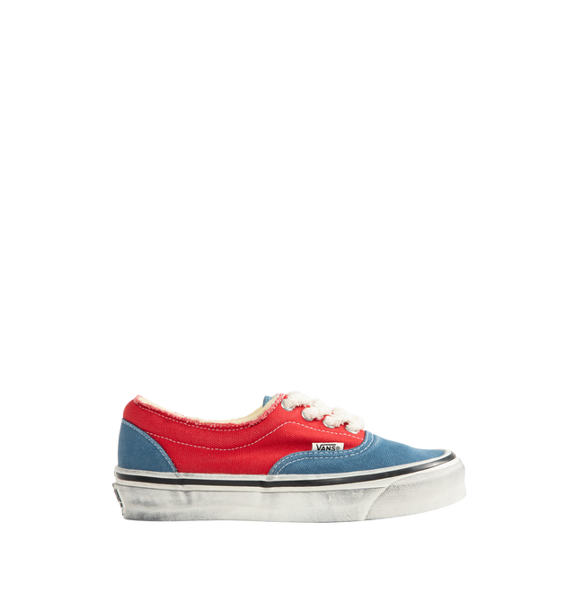 Image 1 of 5 - RED - Vans Unisex OTW Era 95 DST Sneakers are crafted from heavy enzyme-washed canvas and feature the brand's iconic low-top silhouette with a worn-in aesthetic inspired by a well-loved favorite pair. Main Material: Enzyme-Washed Canvas. Closure: Lace-Up. Insole: Sola Foam ADC (All-Day Comfort) Cushioning. Outsole: Signature Rubber. 