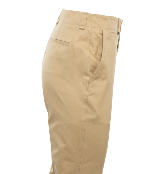 Image 3 of 4 - NEUTRAL - SAINT LAURENT Cotton Drill Pants featuring button closure, zip fly, two slash pockets, one ticket pocket, two welt pockets on back, upturned cuffs, center crease and straight leg. 100% cotton. 