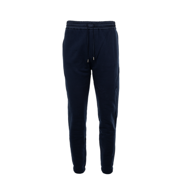 NAVY - SAINT LAURENT Fleece Joggers featuring an elastic satin waist, elastic cuffs, faux fly, two pockets at side, two pockets at back and drawstring with metal aglets. 