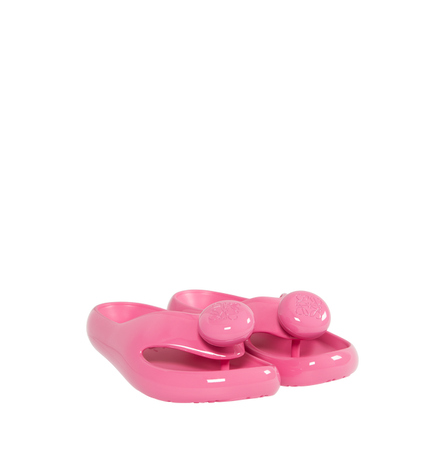 Image 2 of 4 - PINK - LOEWE x Paula's Ibiza Glossy Foam Pebble Toe Post Sandals featuring open toe and slips on. Ethylene vinyl acetate/rubber upper. Ethylene vinyl acetate/rubber sole. Made in Italy. 