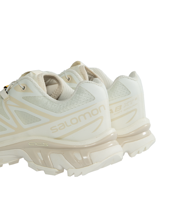 Image 3 of 5 - WHITE - SALOMON XT-6 Sneaker featuring Quicklace closure offers one-pull tightening, removable OrthoLite insole, SensiFit + EndoFit construction, Agile Chassis System (ACS) maintains heel-to-toe stability on distance runs, Contagrip MA tread, textile and synthetic upper and lining/rubber sole. 