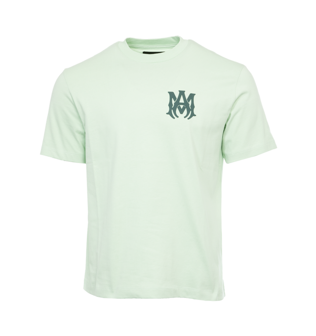 Image 1 of 4 - GREEN - AMIRI MA Logo T-Shirt featuring monogram print at the chest, logo print to the rear, textured finish to the print, crew neck, short sleeves and straight hem. 100% cotton.  