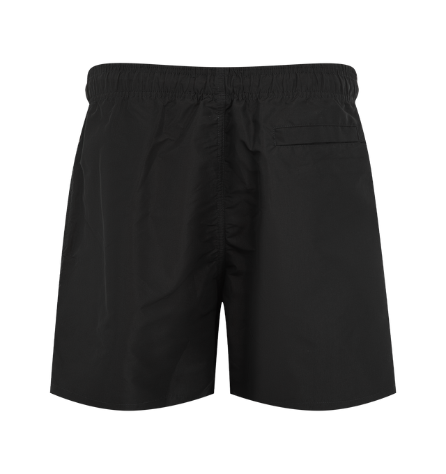 Image 2 of 3 - BLACK - AMIRI Patch Swimshort featuring classic fit, side seam pockets, elastic waistband with drawcord and AMIRI logo at front. 100% polyester. Made in Italy.  