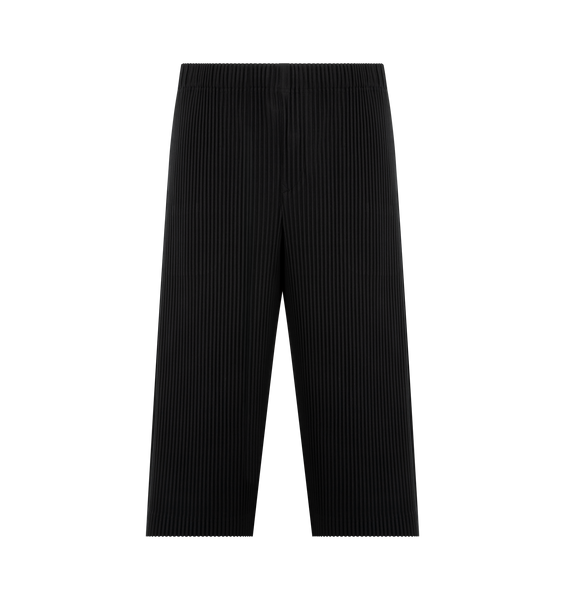 ISSEY MIYAKE ストレートパンツ ストライプ ストレッチ ブラック3 JULY PLEATED PANTS (MENS) – HIRSHLEIFERS