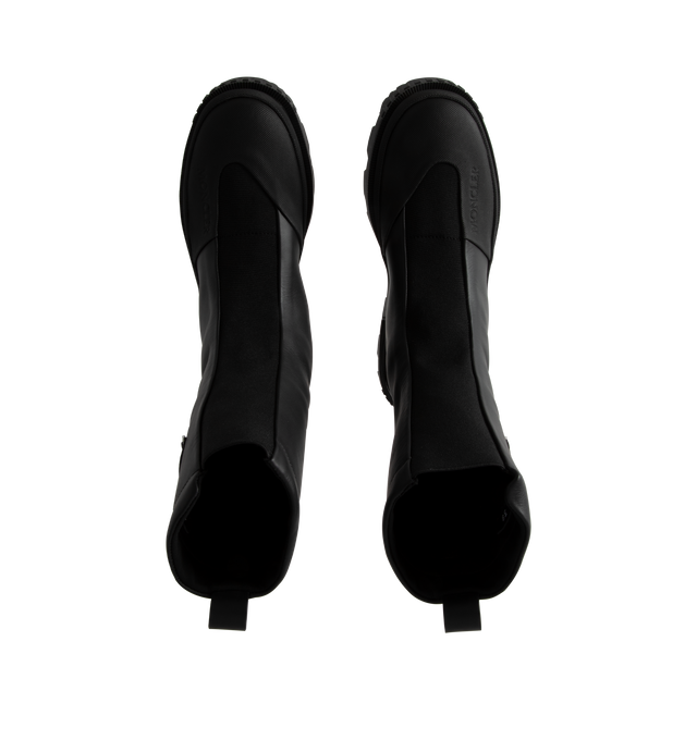 Image 4 of 4 - BLACK - Moncler Genius X Willow Smith Salix Boots are a slip-on style with elastic inserts, leather and rubberized leather uppers, mesh insoles, and rubber lug soles with PU inserts.  