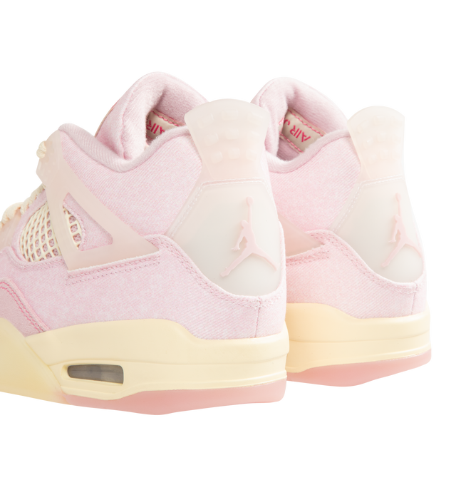 Image 3 of 5 - PINK - JORDAN Air Jordan 4 Retro Sneaker featuring synthetic leather and denim in the upper, Nike Air technology, soft foam midsole and rubber outsole. 