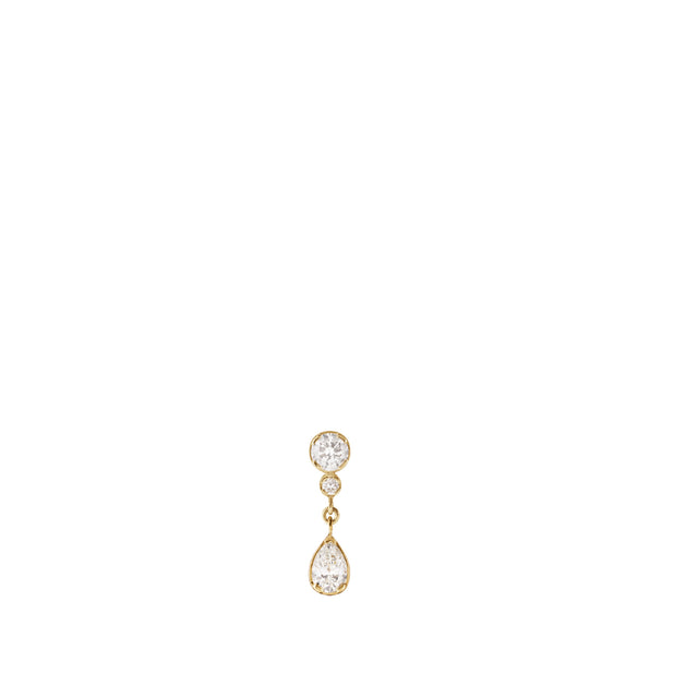 GOLD - SOPHIE BILLE BRAHE Goutte 18-karat gold diamond single earring featuring brilliant and pear-cut F-G VVS diamond, total weight: 0.27-carats. Sold individually. 