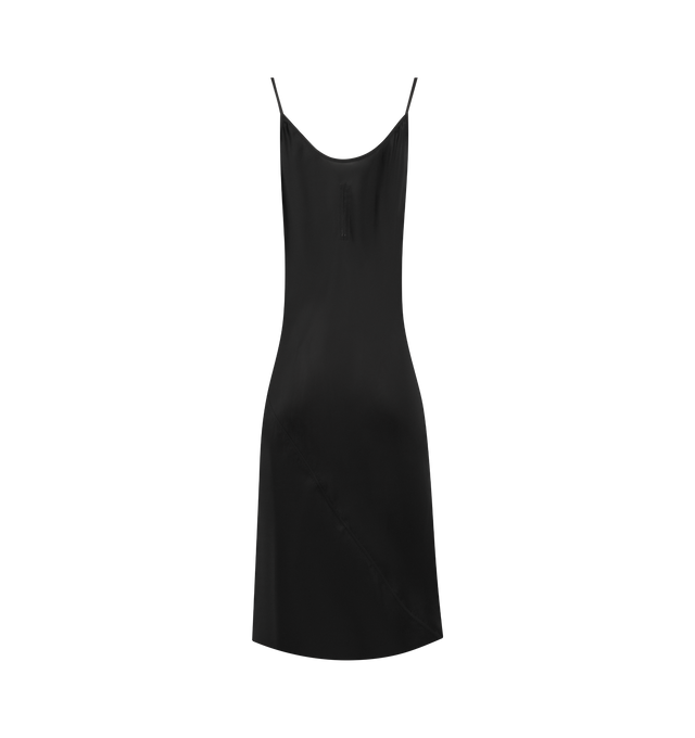 Image 2 of 2 - BLACK - RICK OWENS Slip Dress featuring V-neckline, thin straps, midi length. 100% cupro. Made in Italy. 