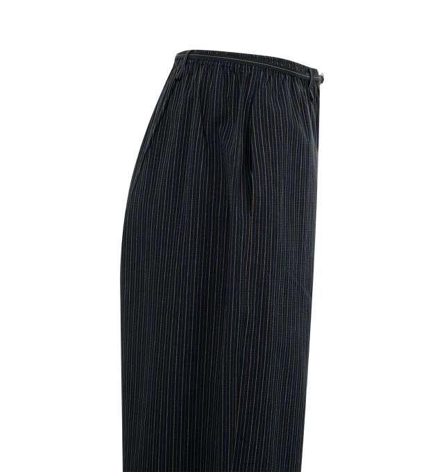 Image 3 of 3 - BLUE - DEIJI STUDIOS Loop Pant featuring a full length, relaxed, mid-low waisted trouser with a removable string belt with mini silver buckle detail. 100% GOTS certified organic cotton. 