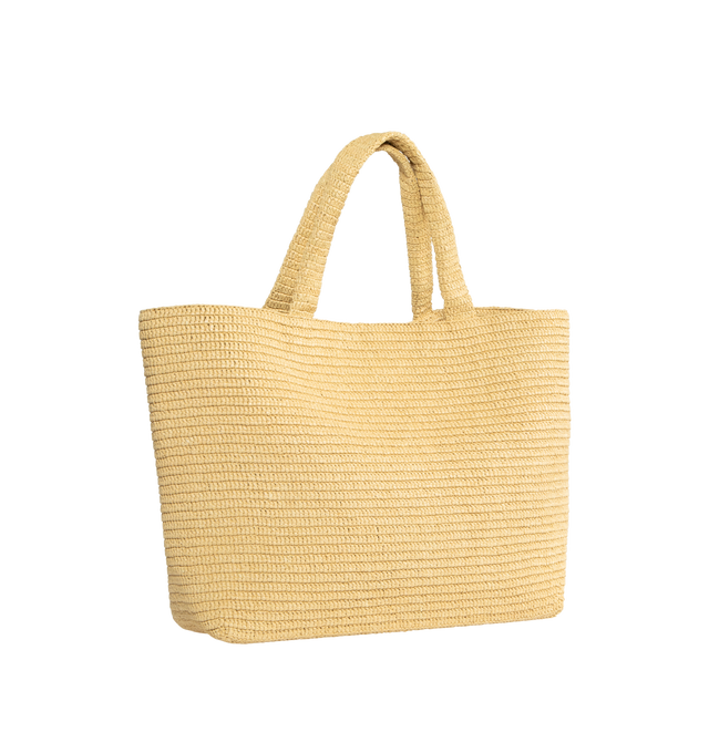 Image 2 of 3 - NEUTRAL - SAINT LAURENT Supple Tote Bag featuring embroidered Saint Laurent signature in tonal raffia, bronze-tone hardware, two top handles, unlined and open top. 16.9"21.3" X 13.8" X 7.1". 8.3" handle drop. 50% raffia, 50% viscose. Made in Madagascar. 