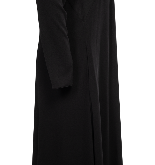 Image 3 of 3 - BLACK - THE ROW Venusia Dress featuring long sleeves, maxi length, crew neck, slinky knit fabric, hidden back zipper closure and unlined. 100% viscose. 100% silk. 