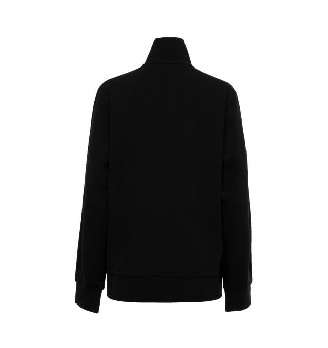 Image 2 of 3 - BLACK - MONCLER Zip Up Sweatshirt featuring punto Milano, turtleneck, zipper closure, side pockets and knit band along the sleeves. 71% viscose/rayon, 25% polyamide/nylon, 4% elastane/spandex. 