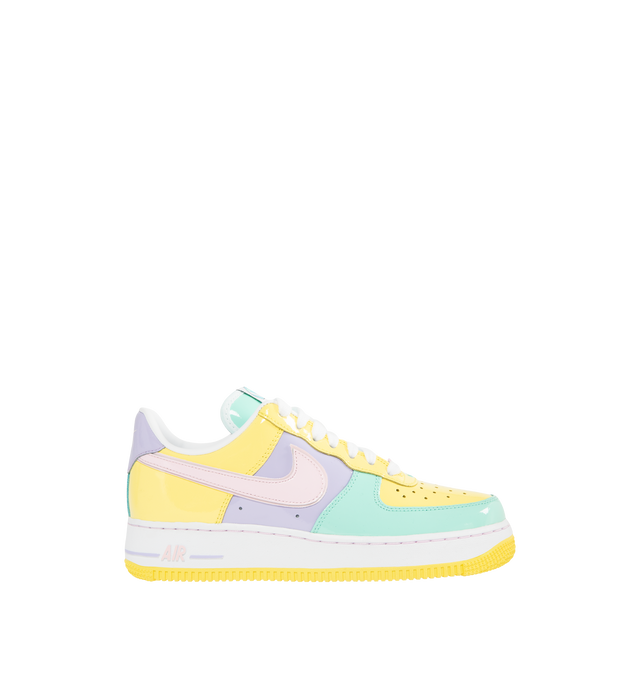 Image 1 of 5 - MULTI - NIKE Air Force 1 '07 "Easter" Sneaker featuring classic silhouette with leather for a crisp, clean look, genuine leather upper with perforated toe box, Nike Air unit, rubber outsole with classic pivot circles and padded collar. 