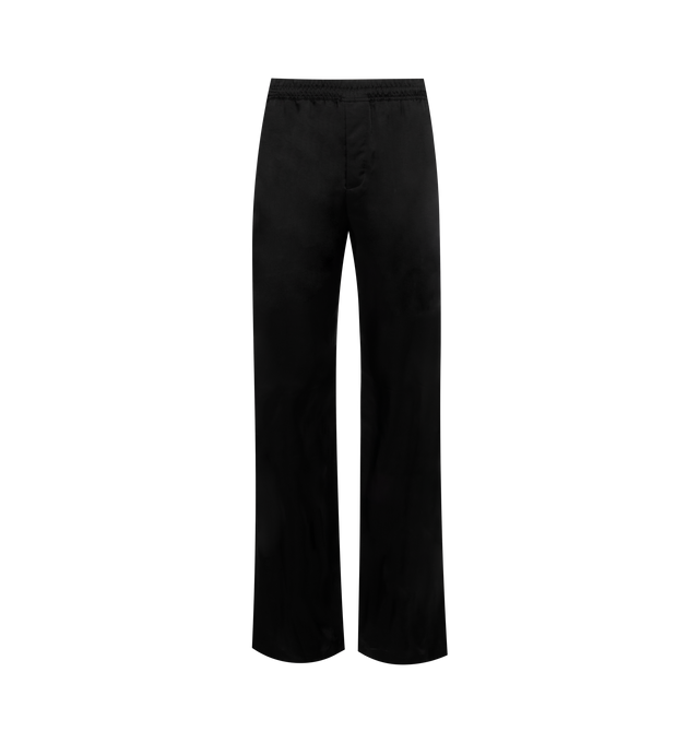 Image 1 of 3 - BLACK - SAINT LAURENT Relaxed Pants featuring low rise, relaxed fit, wide leg, elastic waist, faux fly, concealed side pockets, one welt pocket at back and embossed label. 100% cupro. 