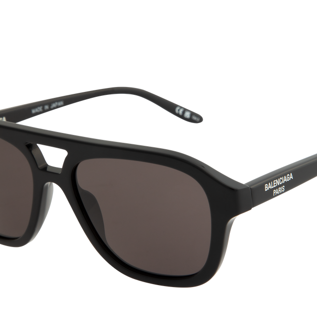 Image 3 of 3 - BLACK - BALENCIAGA Daily Pilot Sunglasses featuring bold aviator shape, double bridge design and logo engraved on temples. 100% acetate. Made in Japan. 