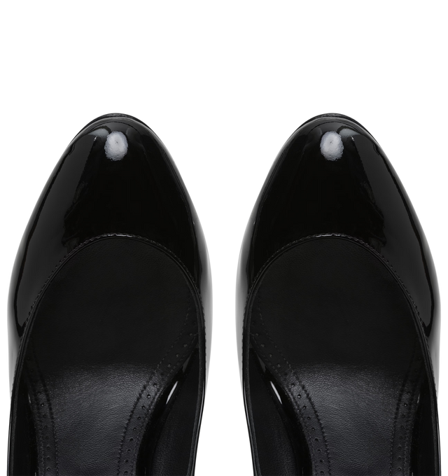 Image 4 of 4 - BLACK - ALAIA Decollete Pumps featuring elegant front low cut, high signature A shaped stem, ankle strap and patent leather. 90mm heel. 100% lambskin. 