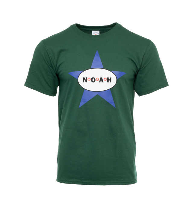 Image 1 of 2 - GREEN - NOAH Always Got The Blues T-Shirt featuring printed logo, crew neck, short sleeves and straight hem. 100% cotton. 