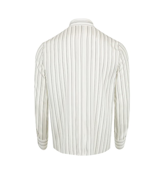 Image 2 of 2 - WHITE - SAINT LAURENT Stripe Shirt featuring a skinny fit, pointed collar, straight shoulders, front button closure, one-button cuffs and box pleat at the back. Made in Italy. 