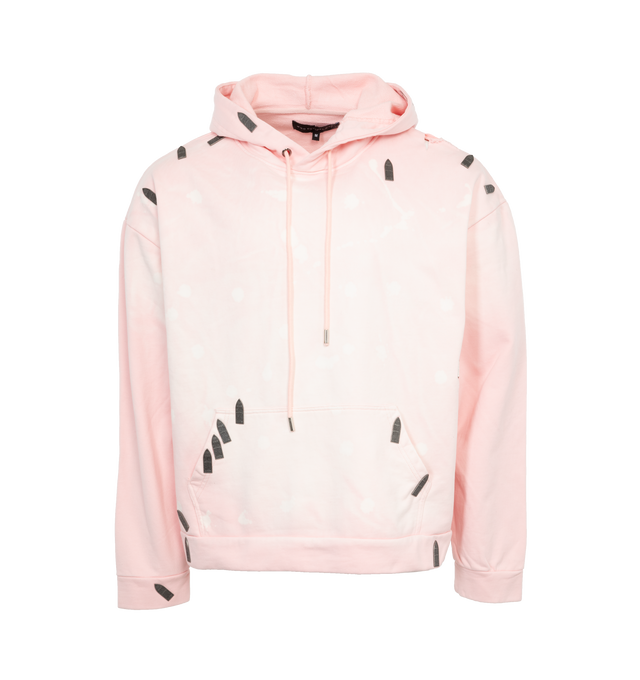 PINK - WHO DECIDES WAR Hardware Hoodie featuring french terry, fading, distressing, bleached effect, graphic hardware throughout, drawstring at hood, kangaroo pocket, dropped shoulders and logo-engraved gunmetal-tone hardware. 100% cotton. Made in China.