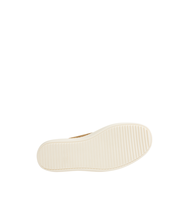 Image 4 of 5 - BROWN - RICK OWENS Vintage Sneakers featuring suede upper, padded collar, cow leather triangular leather applique on the side panels, contrast stitching, flat cotton laces and thermoplastic shark-tooth rubber outsole. Made in Italy. 