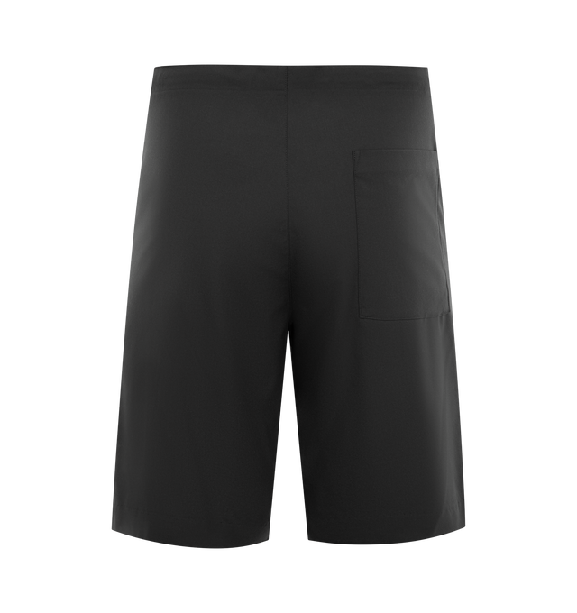 Image 2 of 3 - BLACK - KAPTAIN SUNSHINE Wool Poplin Walk Shorts featuring drawstring waist, side slit pockets, back patch pocket and zip fly. Made in Japan.  