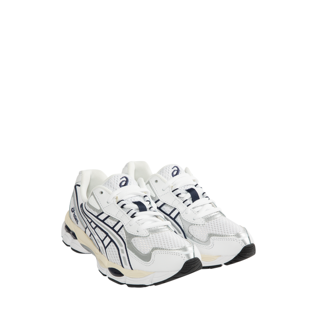 Image 2 of 5 - GREY - ASICS GEL-NYC 2055 Sportstyle sneaker with early 2000s running shoe design influences in the upper's ASICS stripes, heel counter, and eyelet structure. Featuring GEL-CUMULUS 16 shoe's tooling system. Through a combination of lightweight foams and GEL technology inserts, this midsole formation helps create advanced underfoot comfort. Unisex style in men's sizing. 