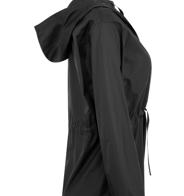 Image 3 of 3 - BLACK - THE ROW Beloura Jacket featuring lightweight ripstop fabric, soft nylon ripstop fabric, a relaxed fit with dropped shoulders, elasticated waistline, kangaroo pocket, self-tie cuffs and a drawstring hood. 100% polyamide. Made in Italy. 