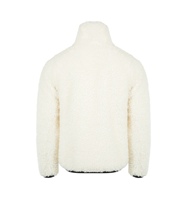 Image 2 of 3 - WHITE - MONCLER GRENOBLE Teddy Turtleneck Sweatshirt featuring nylon mesh lining, turtleneck, side pockets and elastic trim. 100% polyester. Lining: 100% polyamide/nylon. Made in Italy. 