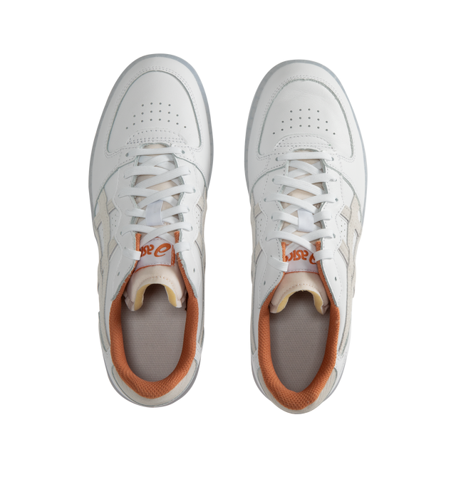 Image 5 of 5 - WHITE - ASICS Skyhand OG Sneaker featuring leather paneling, low-profile outsoles, EVA cushioning in heel and nylon tongue with exposed foam. 