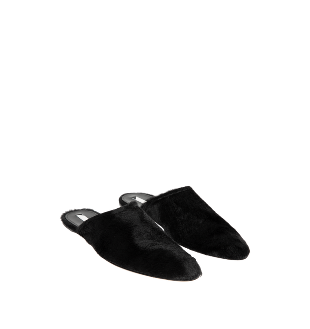 Image 2 of 4 - BLACK - CHRISTEN Elipse Mule featuring oval toe, flexible calf leather outsole, pony hair calf stretch leather outsole and tight fit. Atacama stretch pony, calf leather. 