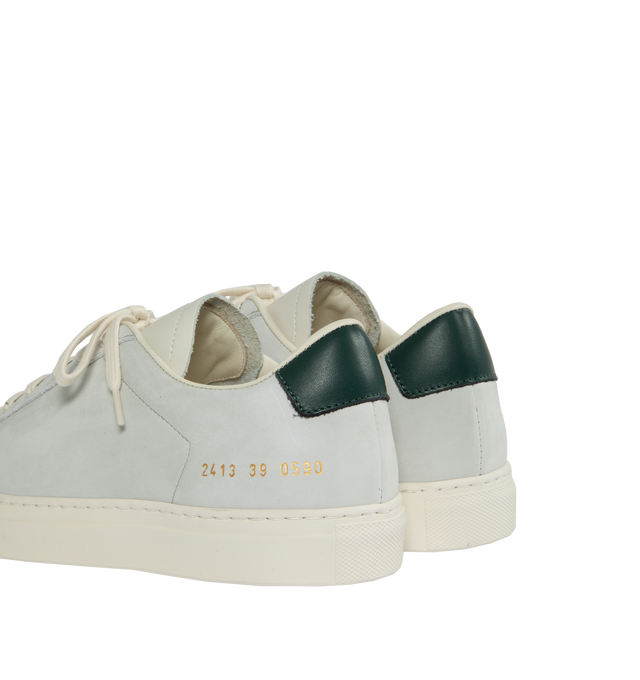 Image 3 of 5 - GREY - COMMON PROJECTS Retro Lace-Up Leather-Trimmed Nubuck Sneakers in an understated 'Retro' design crafted from supple nubuck and detailed with contrasting leather heel tabs and signature gold-tone serial numbers. Made in Italy. 