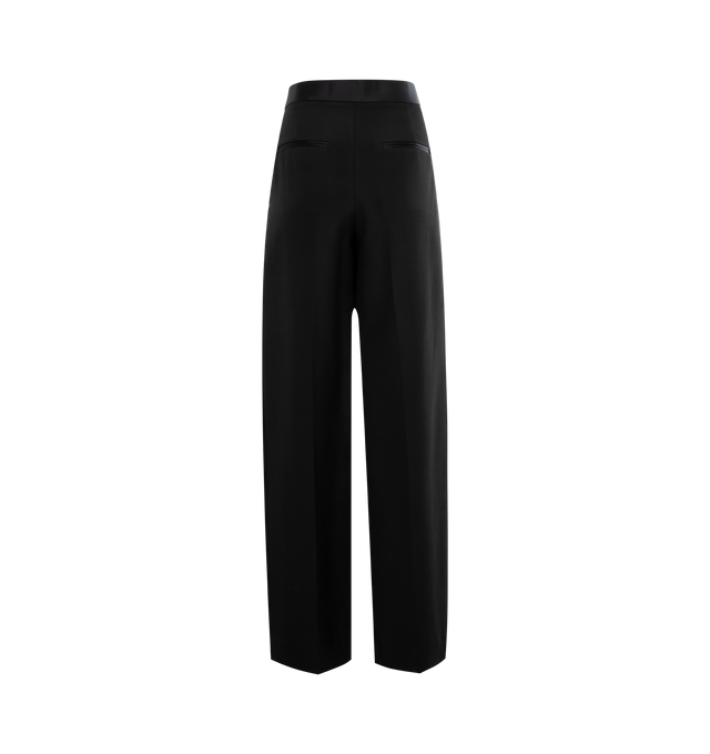 Image 2 of 3 - BLACK - KHAITE Marine Pant featuring design to sit lower on the waist, this refined trouser is shaped by sharp, angled pleats and a bold zipper. Clean waistband in satin suiting. 75% viscose, 25% polyamide. 