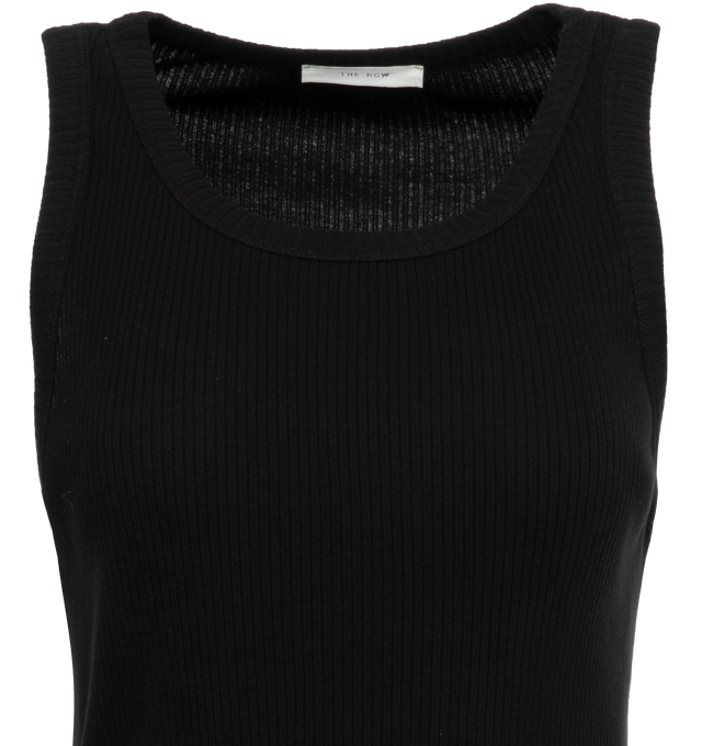 Image 3 of 3 - BLACK - THE ROW Misty Top featuring a straight fit tank top in lightweight ribbed cotton. 100% cotton. Made in Italy. 