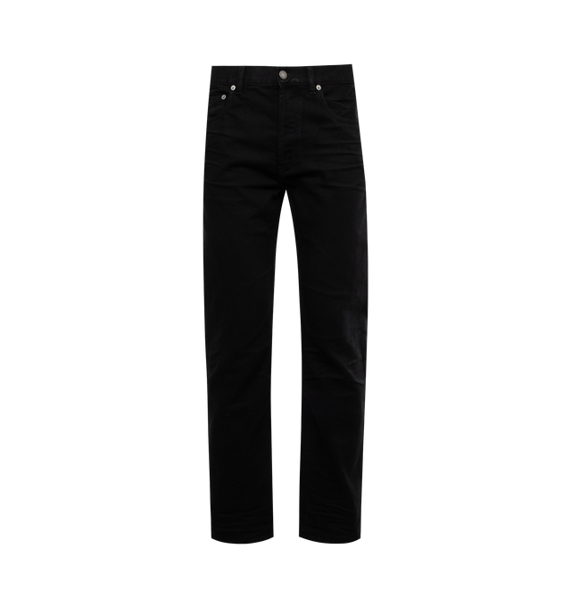 BLACK - SAINT LAURENT Straight Baggy Jean featuring five pocket style, straight leg, baggy fit, button fly and belt loops. 100% cotton. 