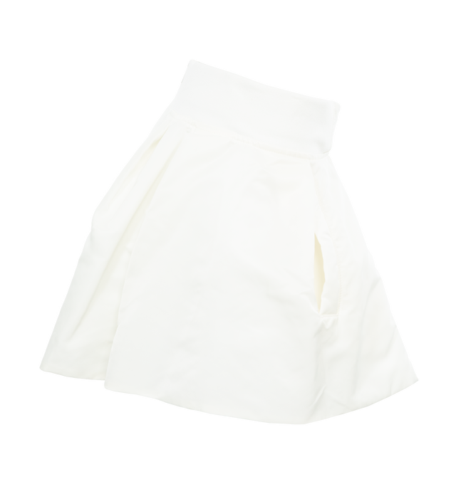 Image 3 of 4 - WHITE - SACAI Nylon Twill Shorts featuring waistband, side slit pockets, back zipper and wide legs. 100% nylon. 