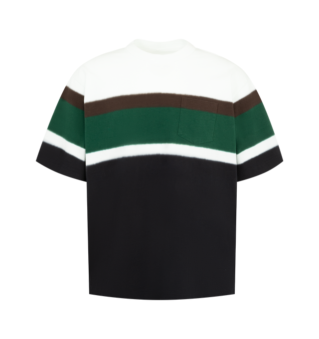 Image 1 of 2 - MULTI - Sacai Men's Chusen-Dyed T-shirt is crafted from soft cotton-jersey, distinguished by contrasting stripes. Material: 100% Cotton. 