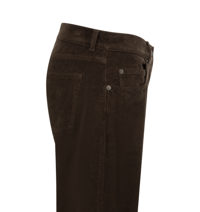 Image 3 of 3 - BROWN - THE ROW Frava Pant featuring low-rise five-pocket pants in corduroy with a straight leg finished with rivet detailing and a zip fastening. 100% cotton. Made in Italy. 