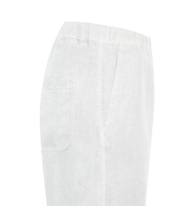 Image 3 of 3 - WHITE - 120% LINO Drawstring Pant featuring elastic drawstring waist, side pockets and back pocket. 100% linen.  