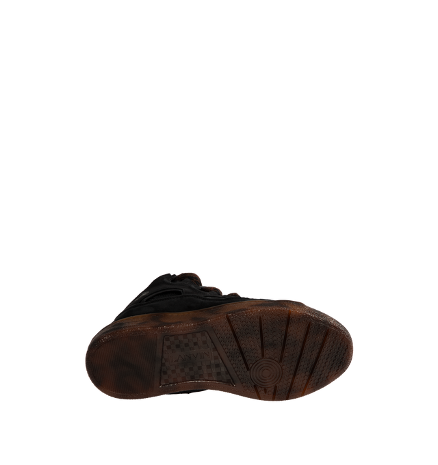 Image 4 of 5 - BROWN - LANVIN Curb Sneakers featuring tortoise effect sole, round toe, front lace-up fastening, oversize tongue, logo patch at the tongue and flat rubber sole. Sole: 100% rubber. 