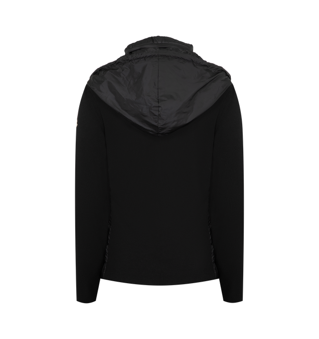 Image 3 of 4 - BLACK - MONCLER Zip-Up Cardigan featuring longue saison lining, down-filled longue saison front, stand collar and zipper closure. 100% polyamide/nylon. 100% virgin wool. Padding: 90% down, 10% feather. 