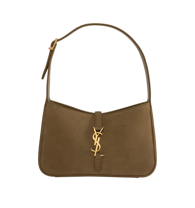 Image 1 of 3 - BROWN - SAINT LAURENT Le 5  7 Hobo Bag featuring closure tab with cassandre, interior zipped pocket, adjustable shoulder strap, suede lining, light bronze brass hardware and interior zipped pocket. 9 x 6.2 x 2.5 inches. Strap drop: 7.8 inches. Made in Italy. 