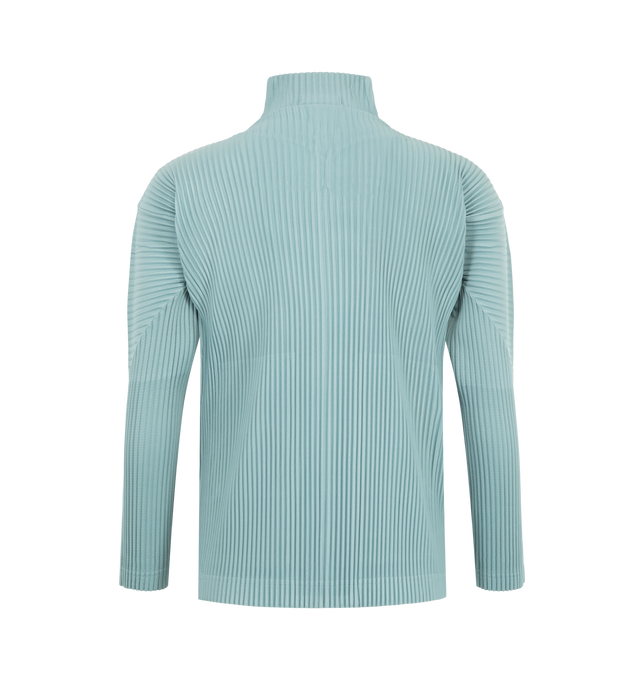 Image 2 of 3 - BLUE - The Issey Miyake Color Pleats 2 Jacket is a sporty, brightly colored zip-up cardigan. It is characterized by its portability and light comfort with the unique quick-drying property of polyester material. It has pockets on both sides. Material: 100% Polyester. Made In Japan. 
