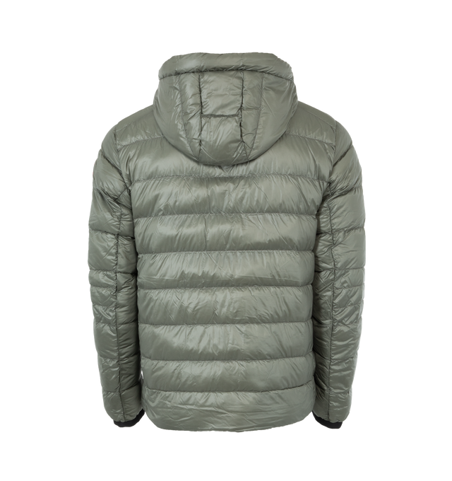 Image 2 of 3 - GREEN - CANADA GOOSE Crofton Quilted Zip Hoodie featuring hooded neckline, two-way zip front, side zip pockets and tonal logo patch at left arm. Recycled nylon. Fill, Hutterite white duck down 750 fill power. Made in Canada. 