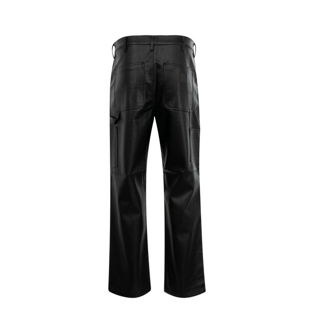 Image 2 of 3 - BLACK - Carhartt WIP Single Knee Pantrs have a regualr wiast and a relaxed straight fit with a zip fly, triple stitching, tool pockets, a hammer loop. a square lable, and constrcuted in 12 oz Dearborn Canvas. 