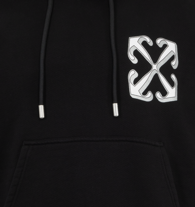 Image 3 of 3 - BLACK - OFF-WHITE Dragon Skate Hoodie featuring drawstring hood, long sleeves with ribbed cuffs, pouch pocket, a large arrow logo on the front and oversized dragon graphic on the reverse. 100% cotton. 