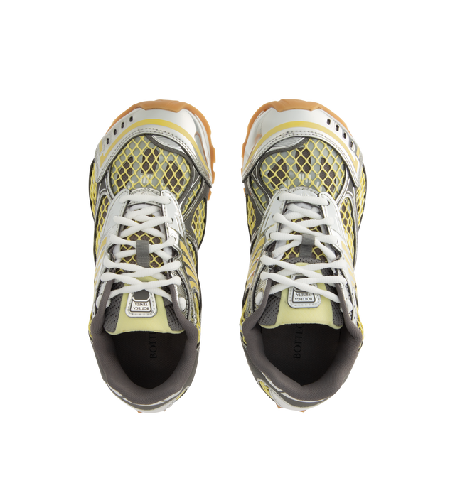 Image 5 of 5 - YELLOW - BOTTEGA VENETA Orbit Sneaker featuring lace-up front, metallic rubber, mesh and fishnet panels, signature intrecciato weave and gripped soles. Rubber outsole. Made in Italy. 