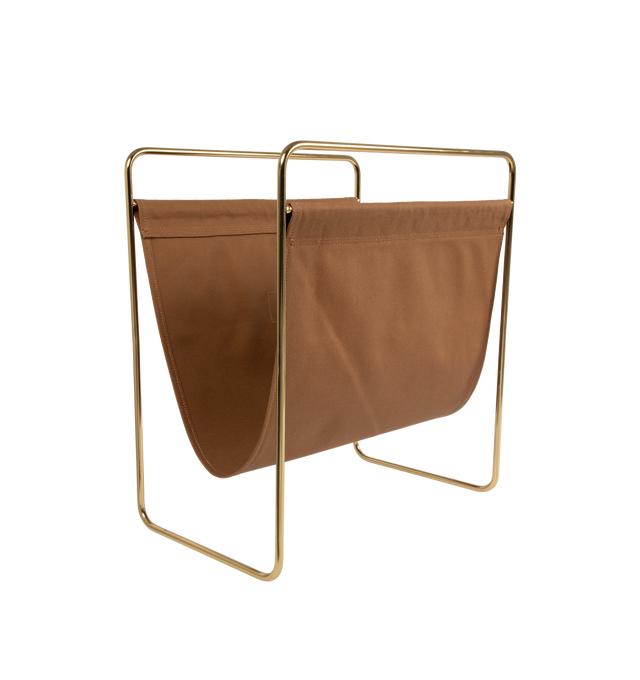 Image 2 of 3 - BROWN - CARHARTT WIP Canvas Magazine Stand featuring a gold-tone iron frame construction, a Dearborn Canvas holder with a waxed finish, triple stitching and a woven Square Label. 9 x 15 x 16.3 inch. 100% cotton (Dearborn Canvas). 