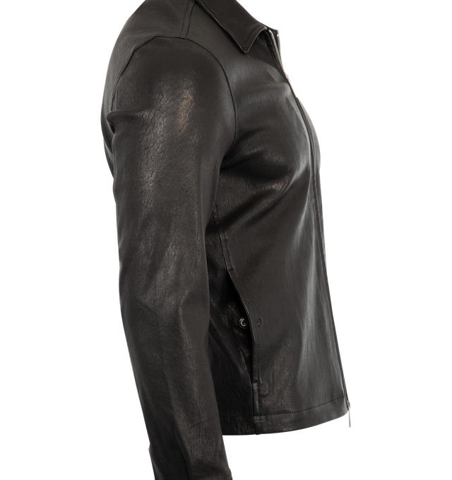 Image 3 of 3 - BLACK - Giorgio Brato Men's lamb leather jacket with front zip closure, side pockets and pointed collar. Made in Italy. 